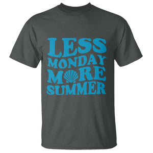 Less Monday More Summer T Shirt Retro Beach Seashell Graphic TS12 Dark Heather Print Your Wear