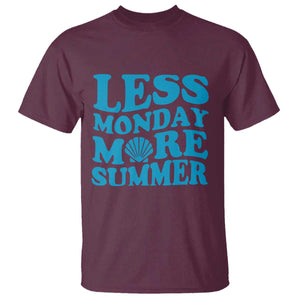 Less Monday More Summer T Shirt Retro Beach Seashell Graphic TS12 Maroon Print Your Wear