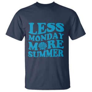 Less Monday More Summer T Shirt Retro Beach Seashell Graphic TS12 Navy Print Your Wear