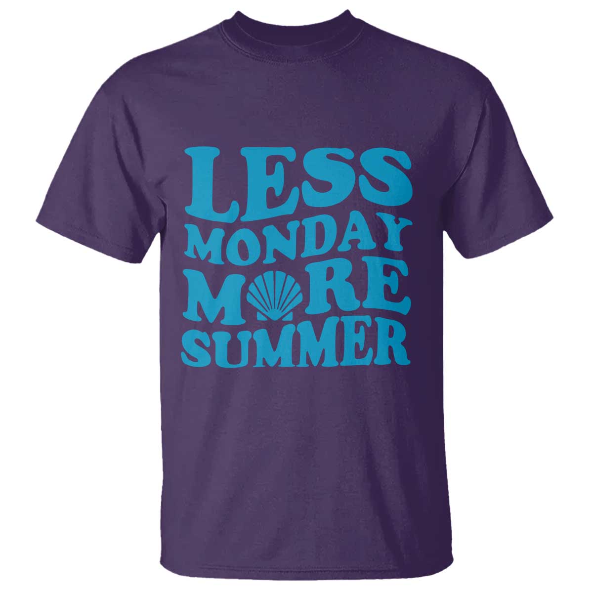 Less Monday More Summer T Shirt Retro Beach Seashell Graphic TS12 Purple Print Your Wear