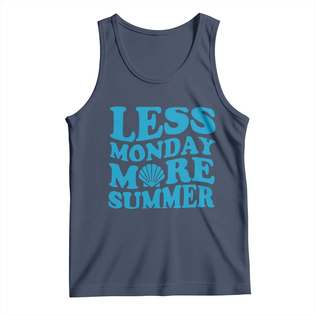 Less Monday More Summer Tank Top Retro Beach Seashell Graphic TS12 Navy Print Your Wear