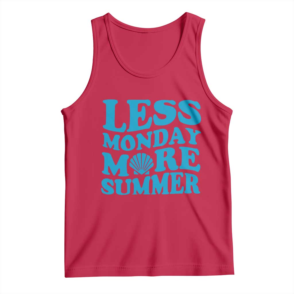Less Monday More Summer Tank Top Retro Beach Seashell Graphic TS12 Red Print Your Wear