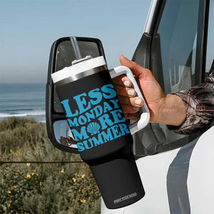 Less Monday More Summer Tumbler With Handle Retro Beach Seashell Graphic TS12 Print Your Wear