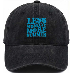 Less Monday More Summer Washed Cotton Baseball Cap Retro Beach Seashell Graphic TS12 Print Your Wear