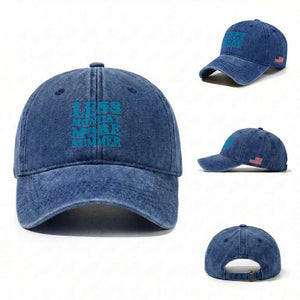 Less Monday More Summer Washed Cotton Baseball Cap Retro Beach Seashell Graphic TS12 Washed Cap Universal Fit Royal Blue Print Your Wear