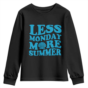Less Monday More Summer Youth Sweatshirt Retro Beach Seashell Graphic TS12 Black Print Your Wear