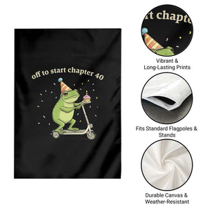 Off To Start Chapter 40 Garden Flag Funny Frog Scooter 40th Birthday Gift TS12 Print Your Wear