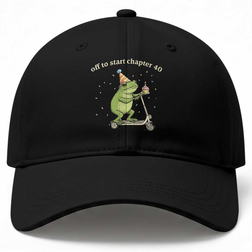 Off To Start Chapter 40 Baseball Cap Funny Frog Scooter 40th Birthday Gift TS12 Print Your Wear
