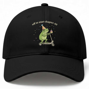 Off To Start Chapter 40 Baseball Cap Funny Frog Scooter 40th Birthday Gift TS12 Print Your Wear