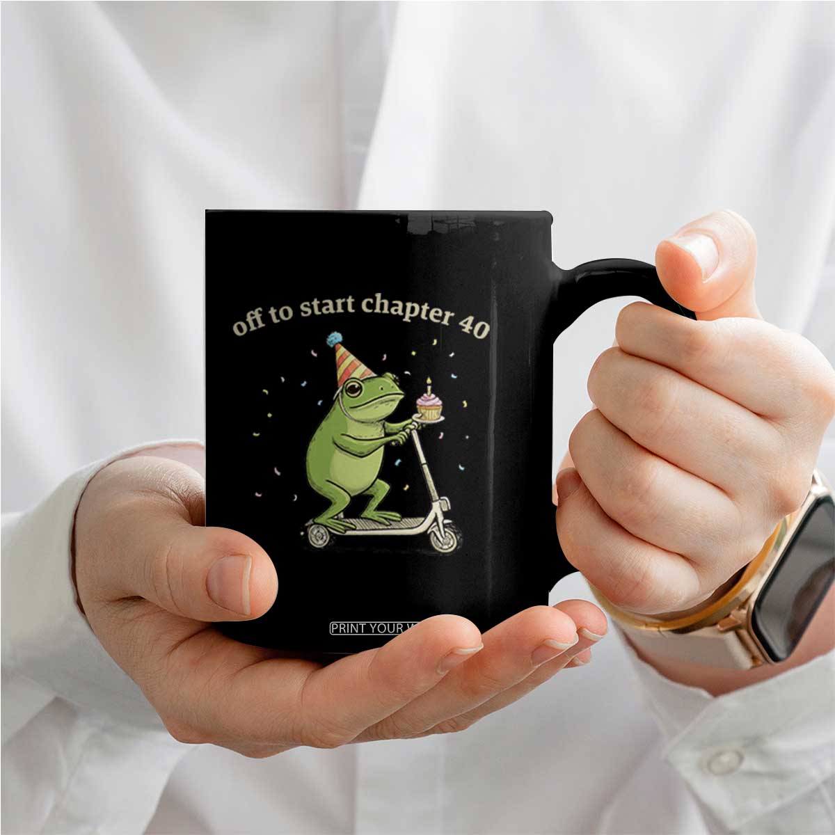 Off To Start Chapter 40 Coffee Mug Funny Frog Scooter 40th Birthday Gift TS12 Print Your Wear