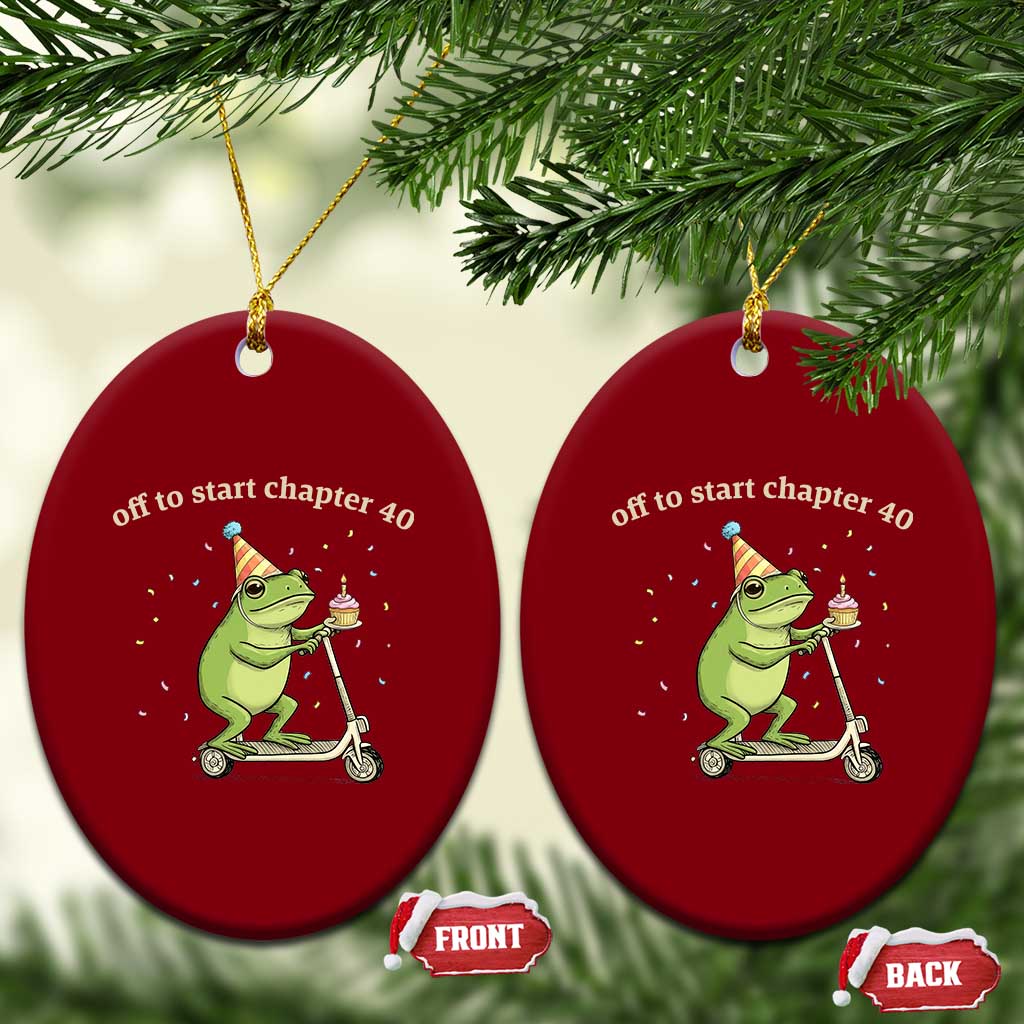 Off To Start Chapter 40 Ceramic Ornament Funny Frog Scooter 40th Birthday Gift TS12 Print Your Wear
