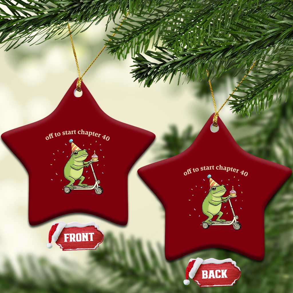 Off To Start Chapter 40 Ceramic Ornament Funny Frog Scooter 40th Birthday Gift TS12 Print Your Wear