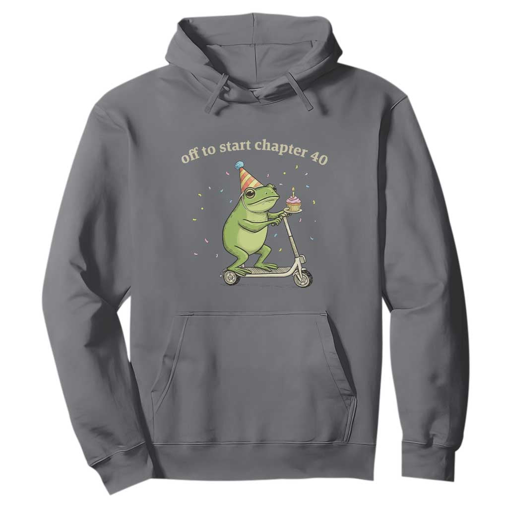 Off To Start Chapter 40 Hoodie Funny Frog Scooter 40th Birthday Gift TS12 Charcoal Print Your Wear