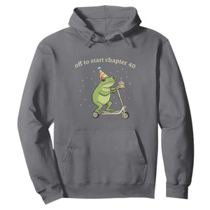 Off To Start Chapter 40 Hoodie Funny Frog Scooter 40th Birthday Gift TS12 Charcoal Print Your Wear