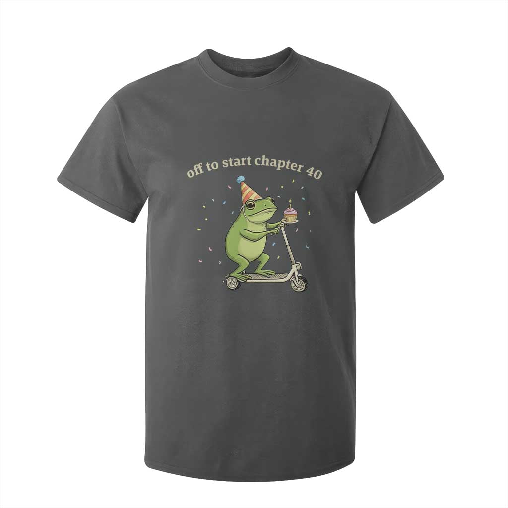 Off To Start Chapter 40 T Shirt For Kid Funny Frog Scooter 40th Birthday Gift TS12 Dark Heather Print Your Wear