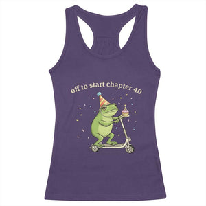 Off To Start Chapter 40 Racerback Tank Top Funny Frog Scooter 40th Birthday Gift TS12 Purple Print Your Wear