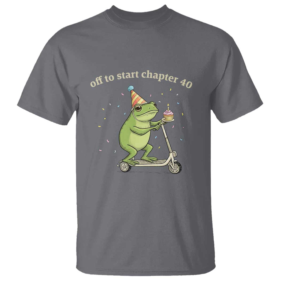 Off To Start Chapter 40 T Shirt Funny Frog Scooter 40th Birthday Gift TS12 Charcoal Print Your Wear