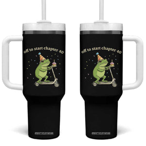 Off To Start Chapter 40 Tumbler With Handle Funny Frog Scooter 40th Birthday Gift TS12 One Size: 40 oz Black Print Your Wear