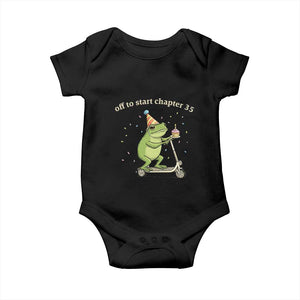 Off To Start Chapter 35 Baby Onesie Funny Frog Scooter 35th Birthday Gift TS12 Black Print Your Wear