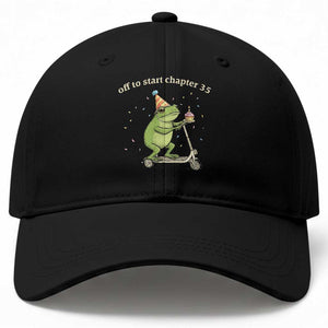 Off To Start Chapter 35 Baseball Cap Funny Frog Scooter 35th Birthday Gift TS12 Print Your Wear