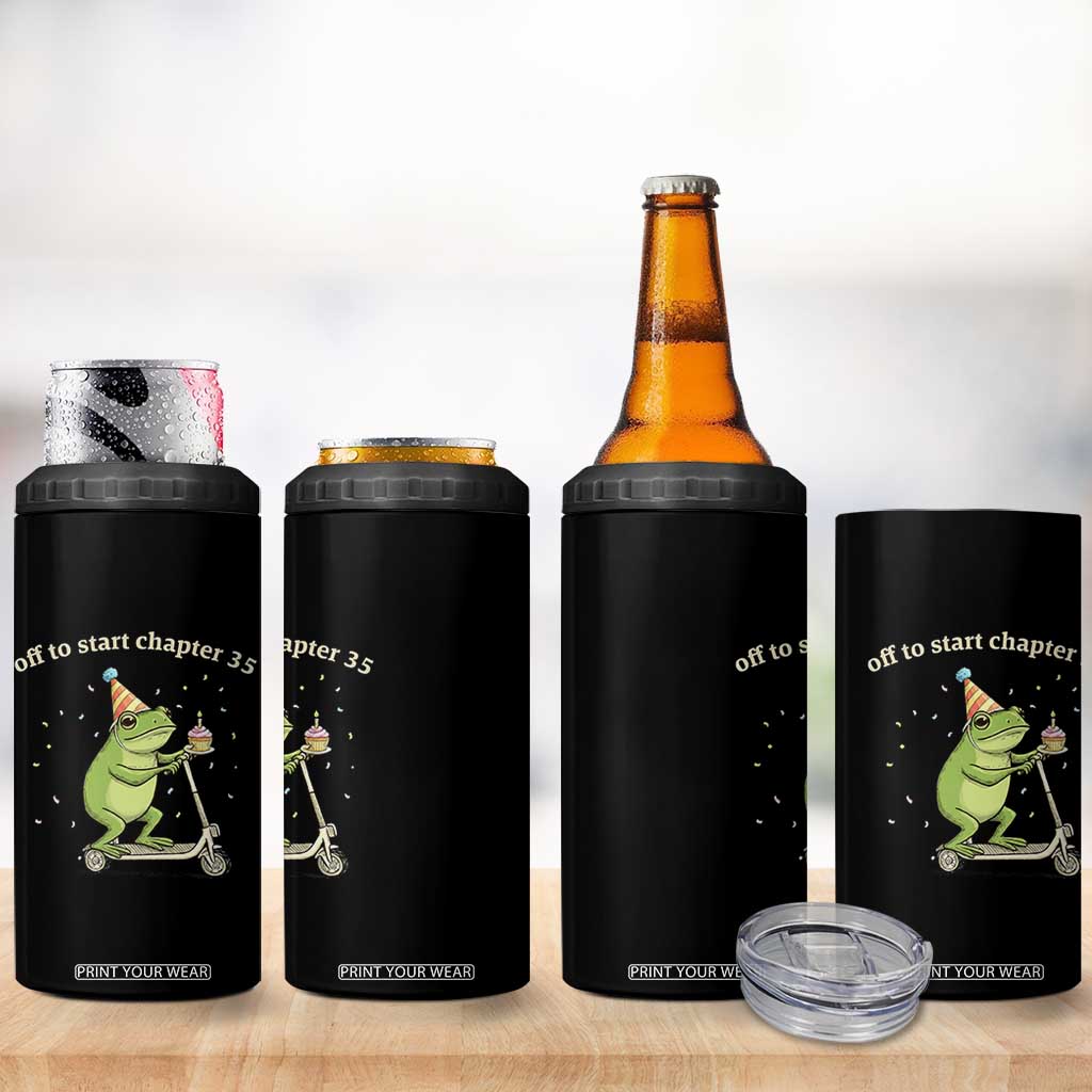 Off To Start Chapter 35 4 in 1 Can Cooler Tumbler Funny Frog Scooter 35th Birthday Gift TS12 Print Your Wear