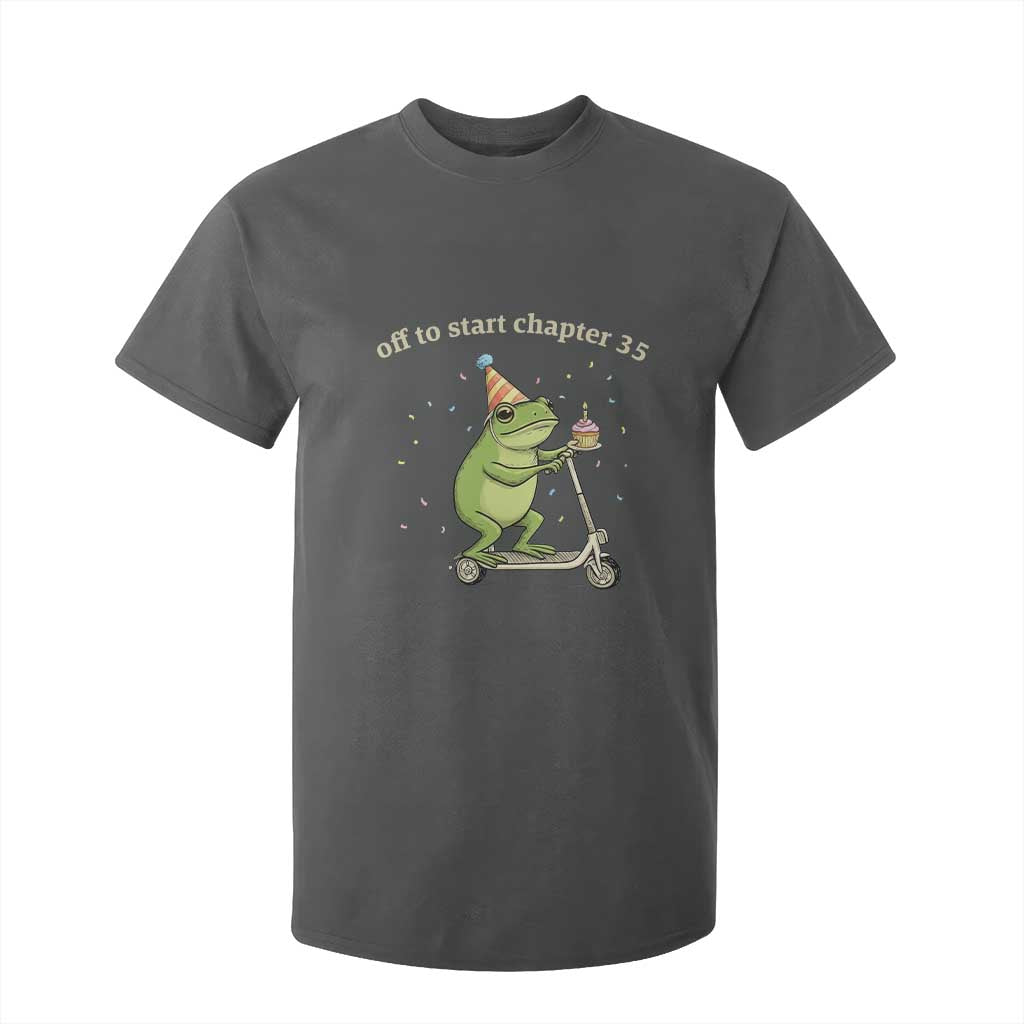 Off To Start Chapter 35 T Shirt For Kid Funny Frog Scooter 35th Birthday Gift TS12 Dark Heather Print Your Wear