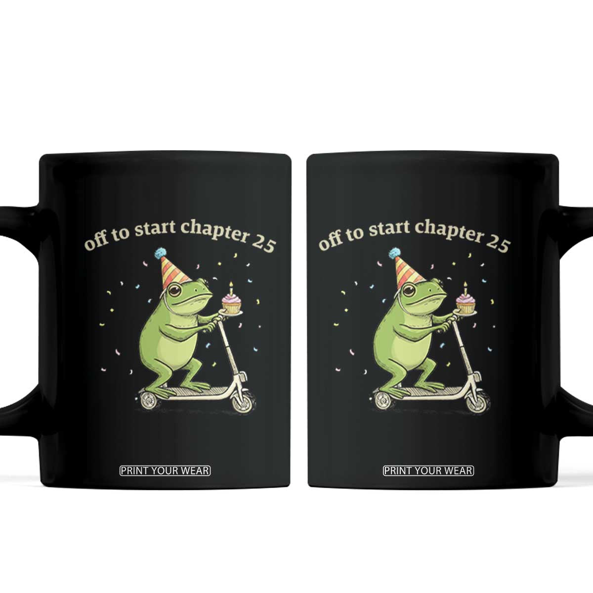 Off To Start Chapter 25 Coffee Mug Funny Frog Scooter 25th Birthday Gift TS12 Black Print Your Wear