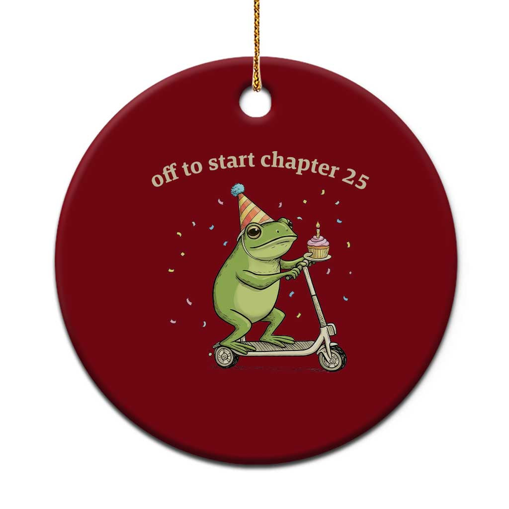 Off To Start Chapter 25 Ceramic Ornament Funny Frog Scooter 25th Birthday Gift TS12 1pc Red Print Your Wear