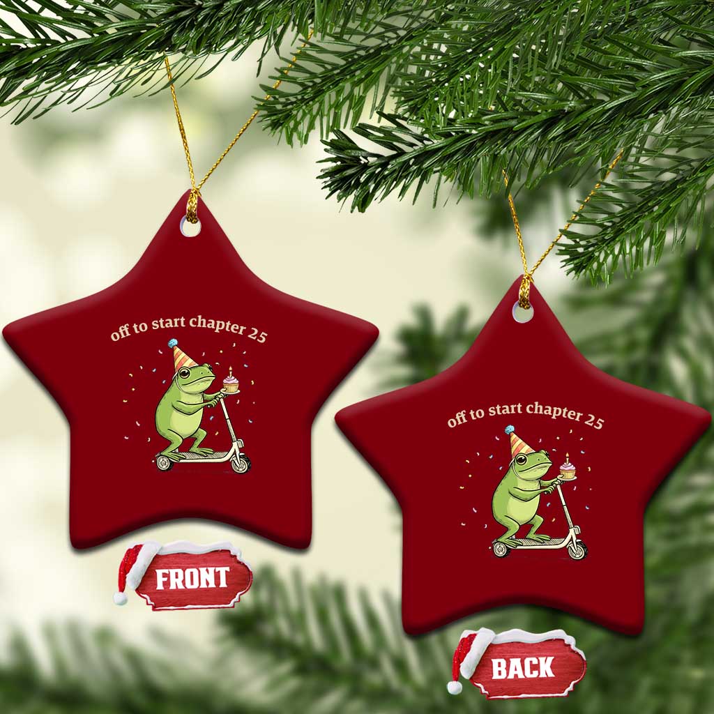 Off To Start Chapter 25 Ceramic Ornament Funny Frog Scooter 25th Birthday Gift TS12 Print Your Wear