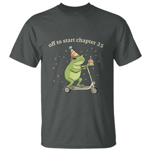 Off To Start Chapter 25 T Shirt Funny Frog Scooter 25th Birthday Gift TS12 Dark Heather Print Your Wear