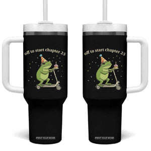 Off To Start Chapter 25 Tumbler With Handle Funny Frog Scooter 25th Birthday Gift TS12 One Size: 40 oz Black Print Your Wear