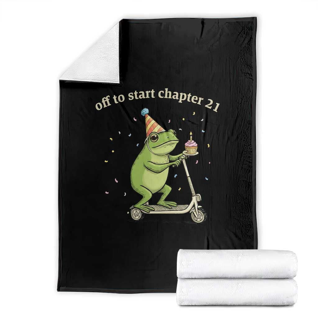 Off To Start Chapter 21 Throw Blanket Funny Frog Scooter 21st Birthday Gift TS12 Black Print Your Wear