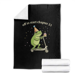 Off To Start Chapter 21 Throw Blanket Funny Frog Scooter 21st Birthday Gift TS12 Black Print Your Wear