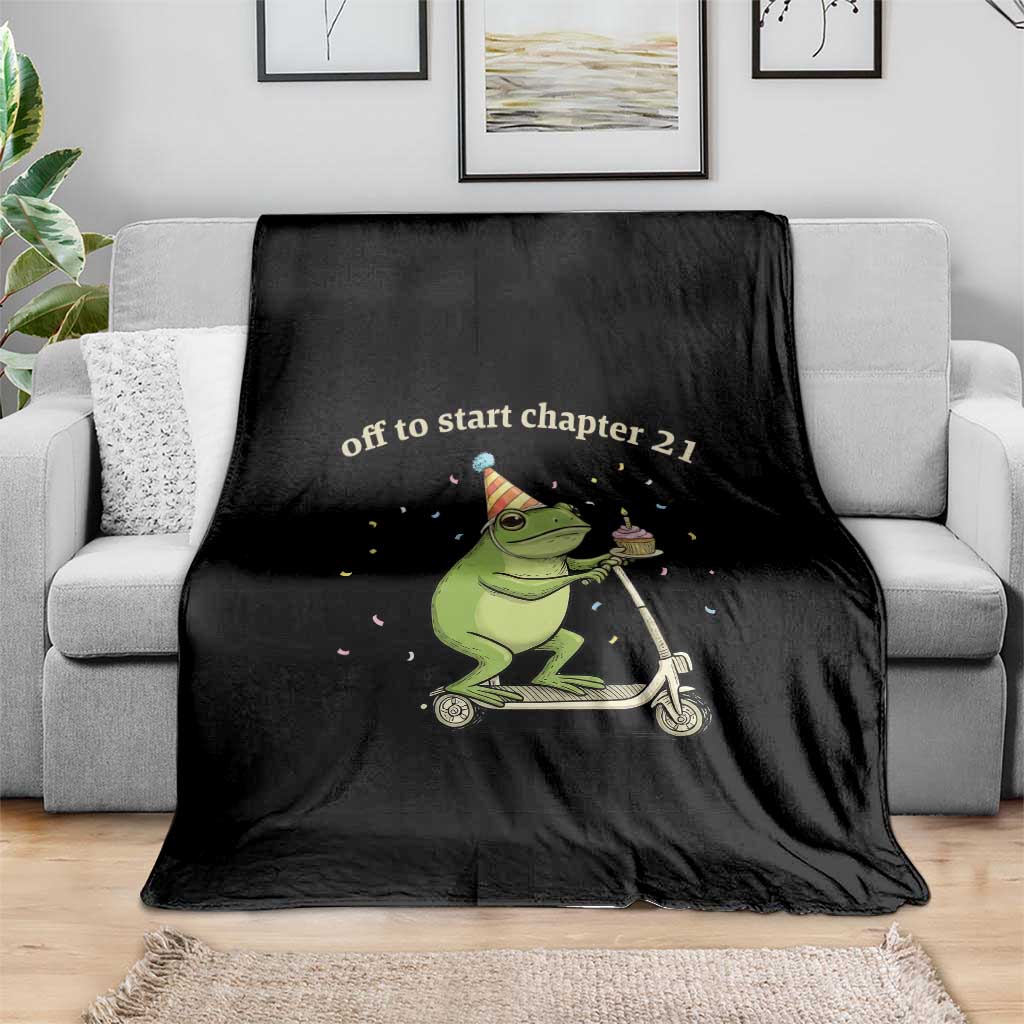 Off To Start Chapter 21 Throw Blanket Funny Frog Scooter 21st Birthday Gift TS12 Print Your Wear