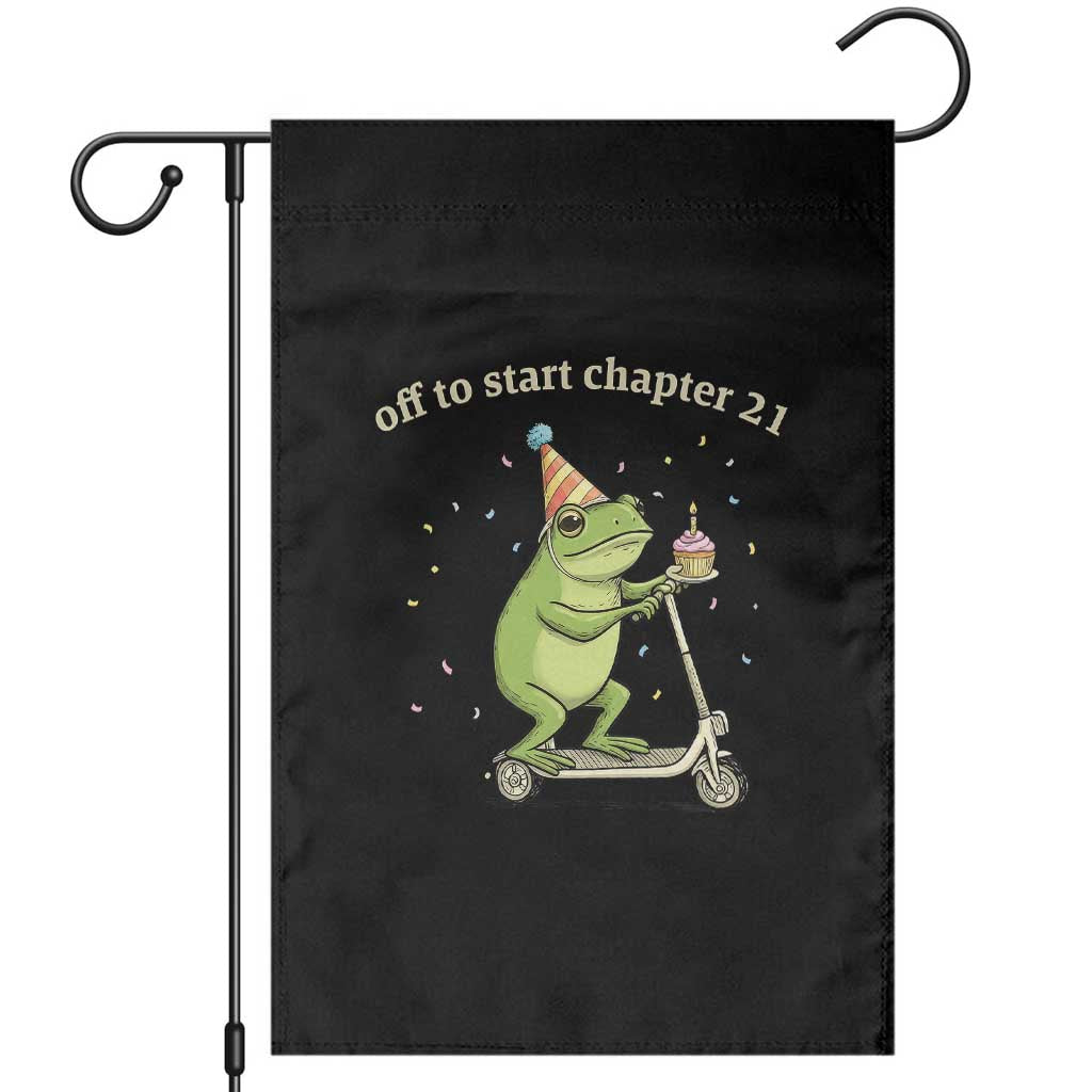 Off To Start Chapter 21 Garden Flag Funny Frog Scooter 21st Birthday Gift TS12 Black Print Your Wear