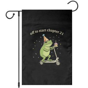 Off To Start Chapter 21 Garden Flag Funny Frog Scooter 21st Birthday Gift TS12 Black Print Your Wear