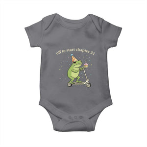 Off To Start Chapter 21 Baby Onesie Funny Frog Scooter 21st Birthday Gift TS12 Charcoal Print Your Wear