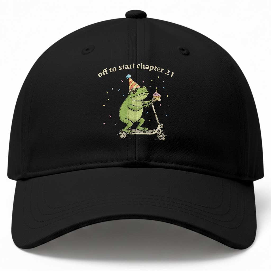 Off To Start Chapter 21 Baseball Cap Funny Frog Scooter 21st Birthday Gift TS12 Print Your Wear