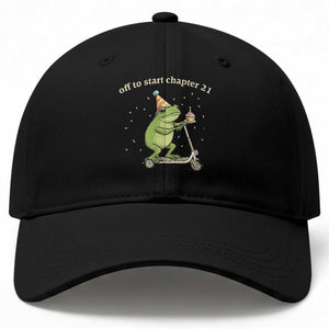 Off To Start Chapter 21 Baseball Cap Funny Frog Scooter 21st Birthday Gift TS12 Print Your Wear