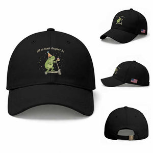 Off To Start Chapter 21 Baseball Cap Funny Frog Scooter 21st Birthday Gift TS12 Baseball Cap Universal Fit Black Print Your Wear