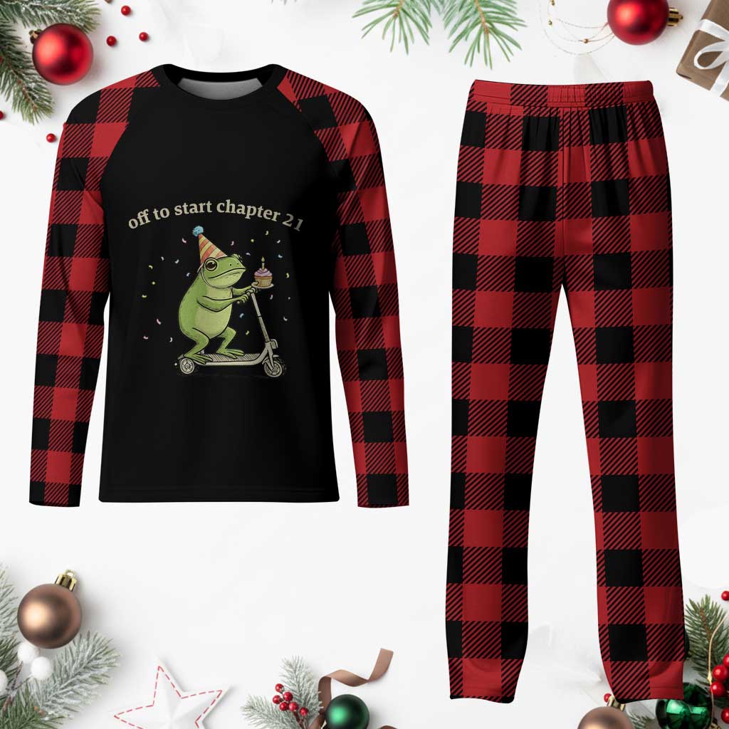 Off To Start Chapter 21 Plaid Pajama Set Funny Frog Scooter 21st Birthday Gift TS12 Buffalo Plaid Print Your Wear
