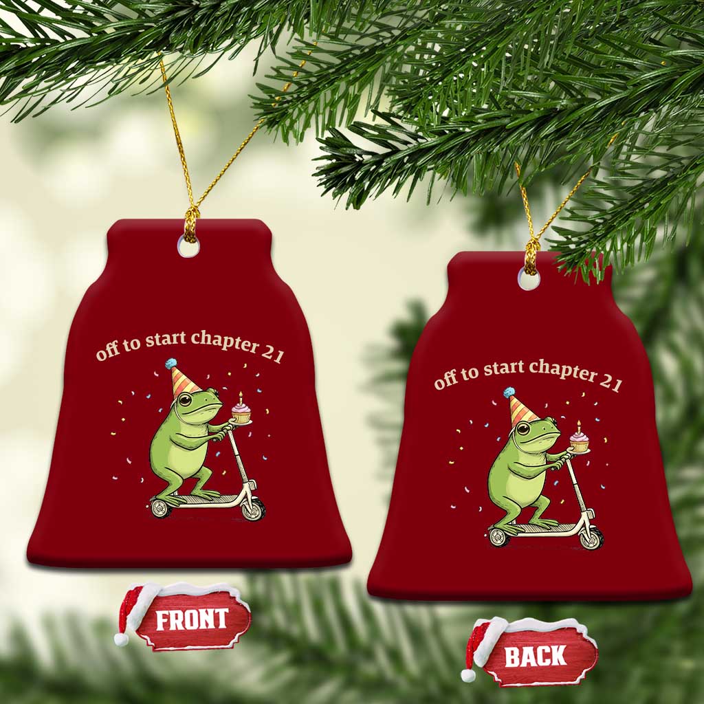 Off To Start Chapter 21 Ceramic Ornament Funny Frog Scooter 21st Birthday Gift TS12 Print Your Wear