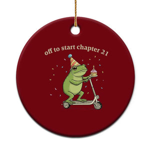 Off To Start Chapter 21 Ceramic Ornament Funny Frog Scooter 21st Birthday Gift TS12 1pc Red Print Your Wear