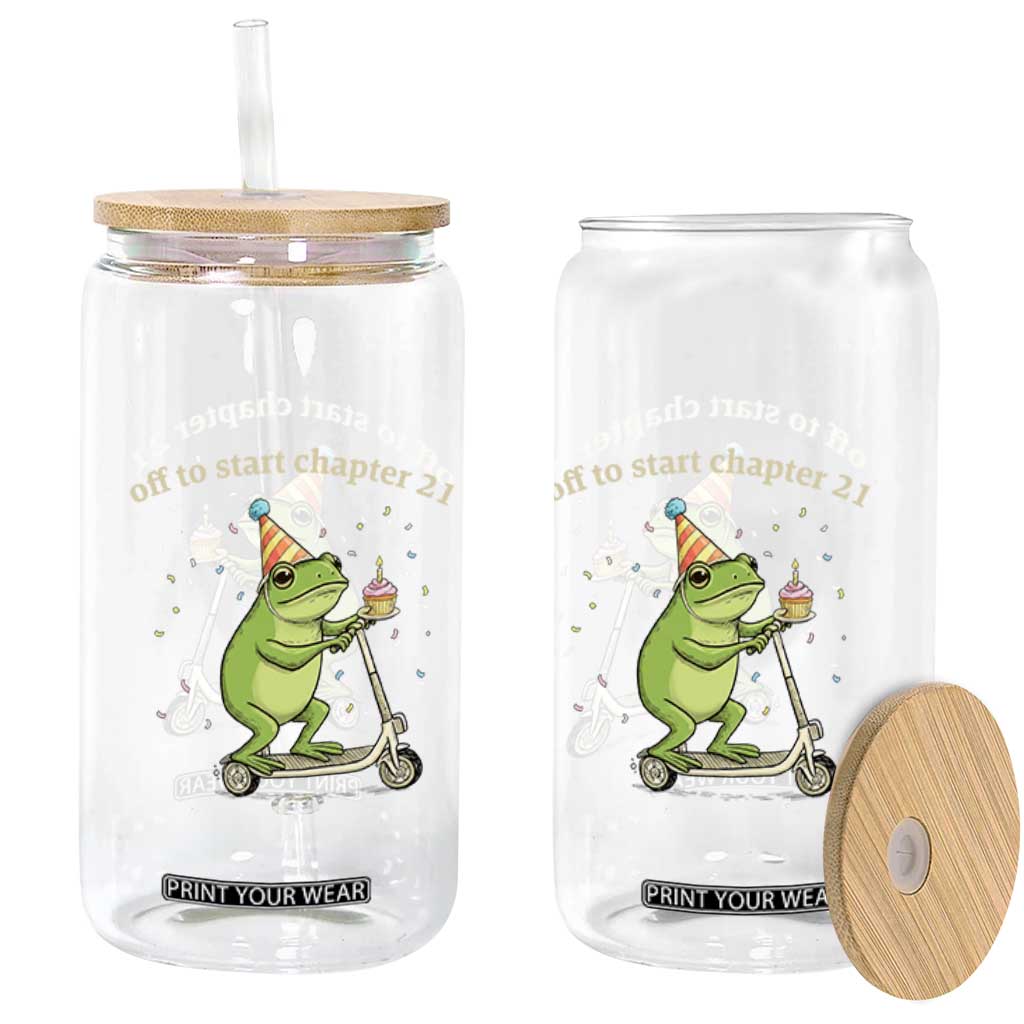 Off To Start Chapter 21 Glass Can Funny Frog Scooter 21st Birthday Gift TS12 Print Your Wear