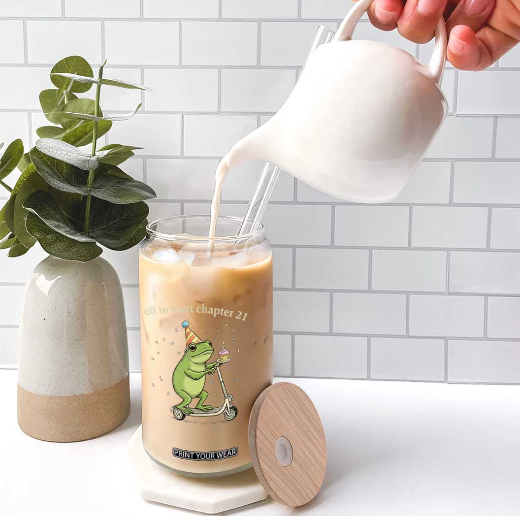 Off To Start Chapter 21 Glass Can Funny Frog Scooter 21st Birthday Gift TS12 Print Your Wear