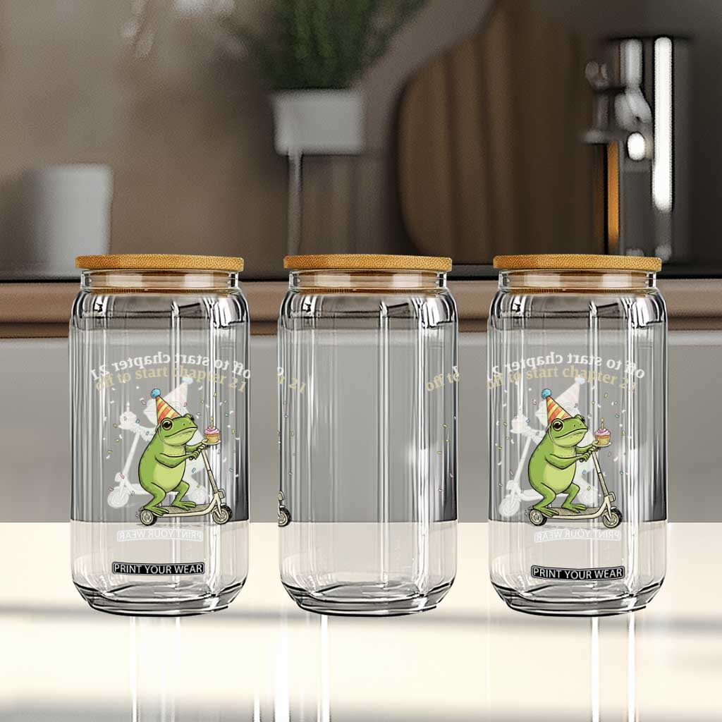 Off To Start Chapter 21 Glass Can Funny Frog Scooter 21st Birthday Gift TS12 Print Your Wear