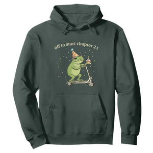 Off To Start Chapter 21 Hoodie Funny Frog Scooter 21st Birthday Gift TS12 Dark Forest Green Print Your Wear