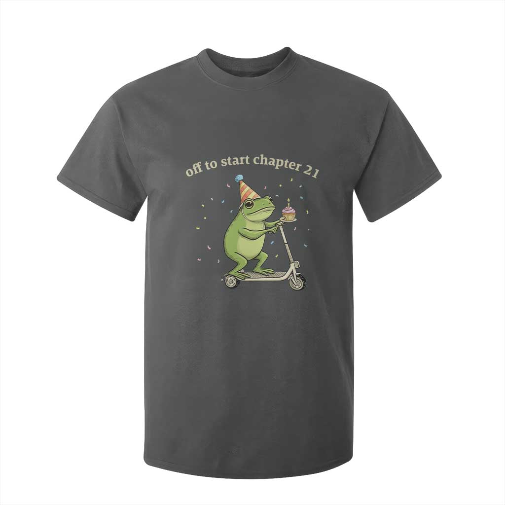 Off To Start Chapter 21 T Shirt For Kid Funny Frog Scooter 21st Birthday Gift TS12 Dark Heather Print Your Wear