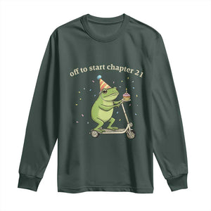Off To Start Chapter 21 Long Sleeve Shirt Funny Frog Scooter 21st Birthday Gift TS12 Dark Forest Green Print Your Wear