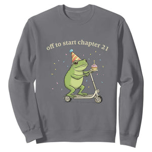 Off To Start Chapter 21 Sweatshirt Funny Frog Scooter 21st Birthday Gift TS12 Charcoal Print Your Wear